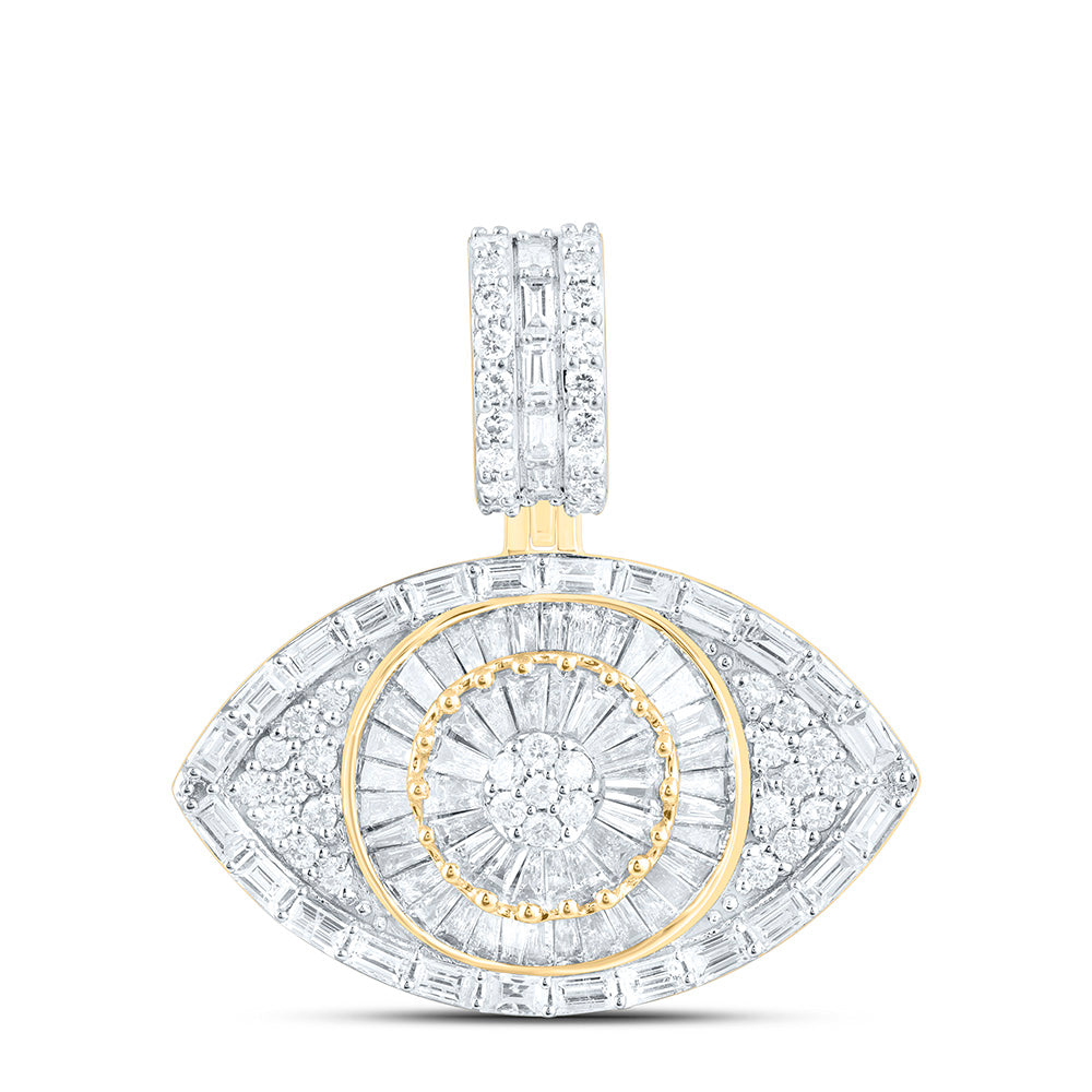 10k Gold 2 CTW-Natural Diamond Evil Eye Mens Charm