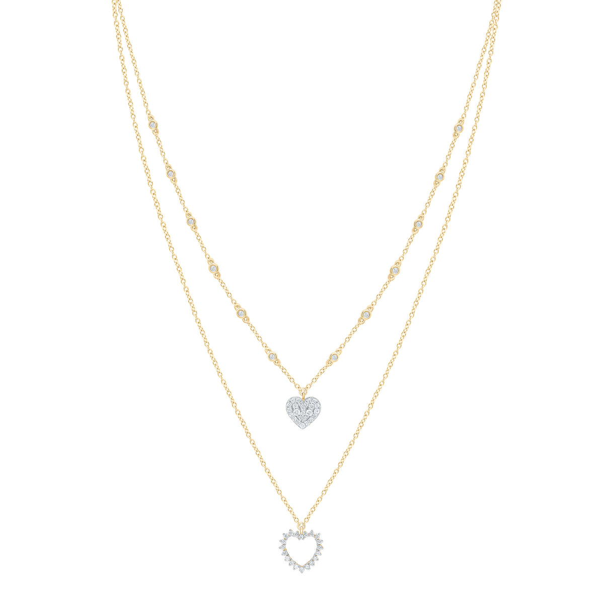 14k Gold 3/8 CTW-Natural Diamond Fashion Heart Necklace (16 Inch )