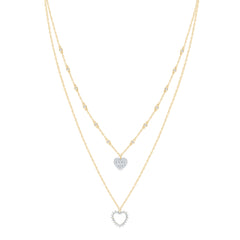 14k Gold 3/8 CTW-Natural Diamond Fashion Heart Necklace (16 Inch )