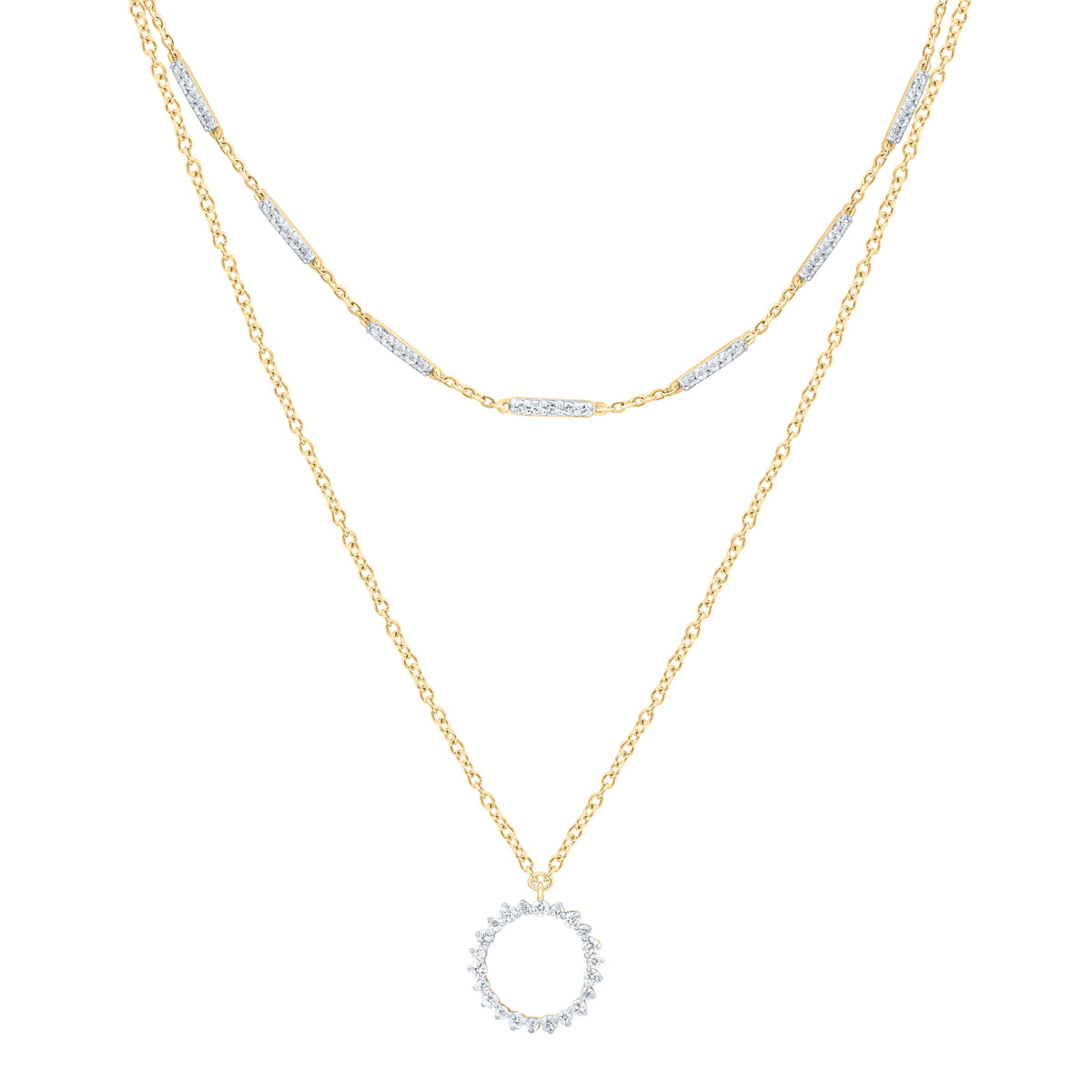 14k Gold 5/8 CTW-Natural Diamond Fashion Round Necklace (16 Inch )