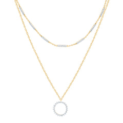 14k Gold 5/8 CTW-Natural Diamond Fashion Round Necklace (16 Inch )