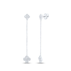 10k Gold 3/8 CTW-Natural Diamond Fashion Clover Dangling Earring