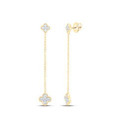14k Gold 3/8 CTW-Natural Diamond Fashion Clover Dangling Earring
