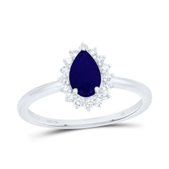 14k Gold 1/5 CTW-Natural Diamond 7X4.5MM Ps-Bs Natural Gemstone Pear Ring