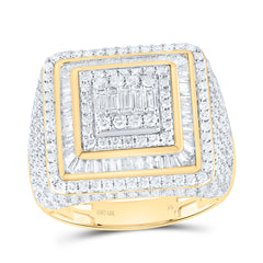 10k Gold 2 1/3 CTW-Natural Diamond Square Mens Ring