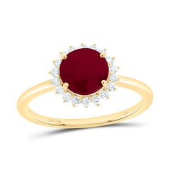 14k Gold 1/5 CTW-Natural Diamond 7MM Rd-Ru Natural Gemstone Round Ring