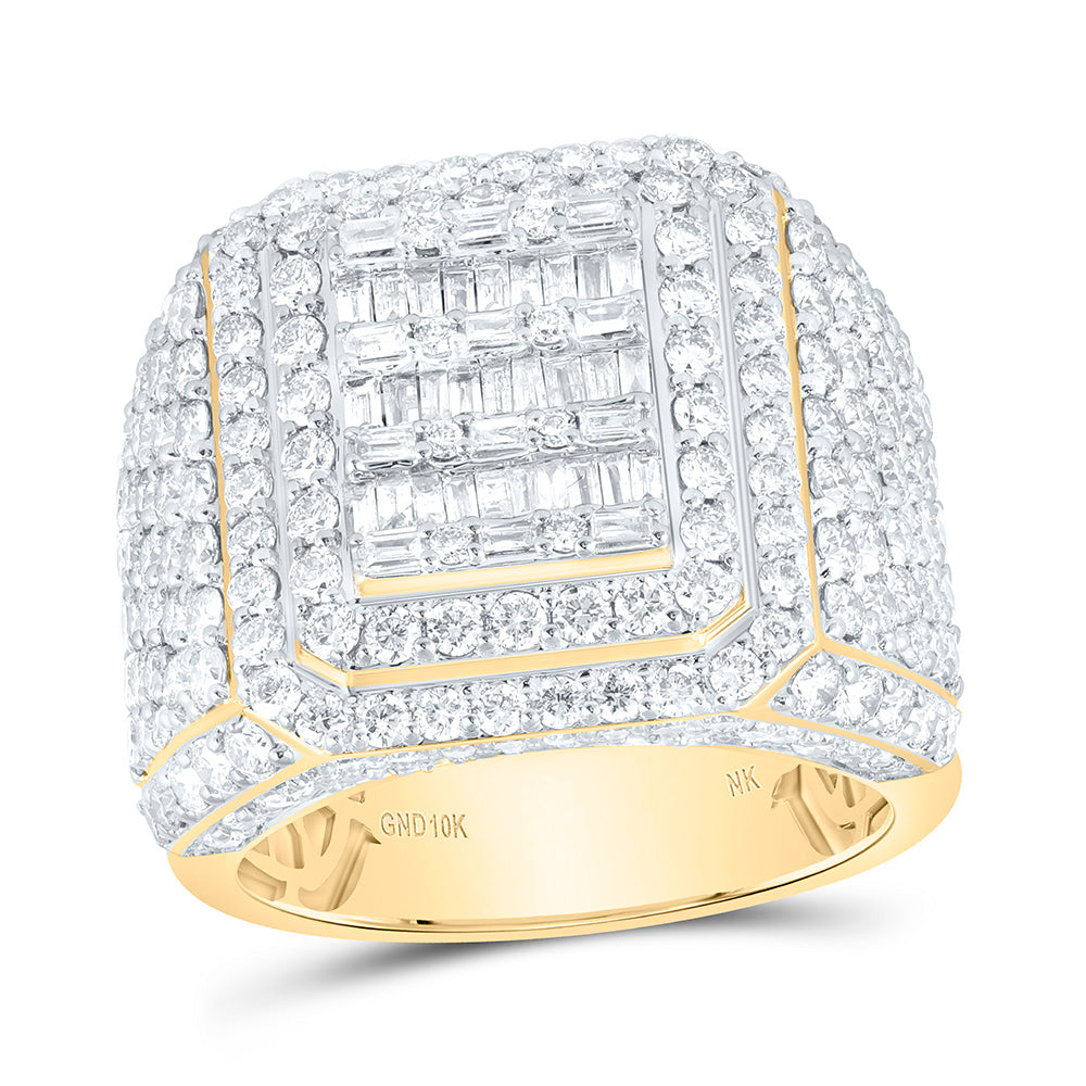 10k Gold 4 7/8 CTW-Natural Diamond Emerald Mens Ring