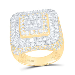 10k Gold 5 7/8 CTW-Natural Diamond Square Mens Ring