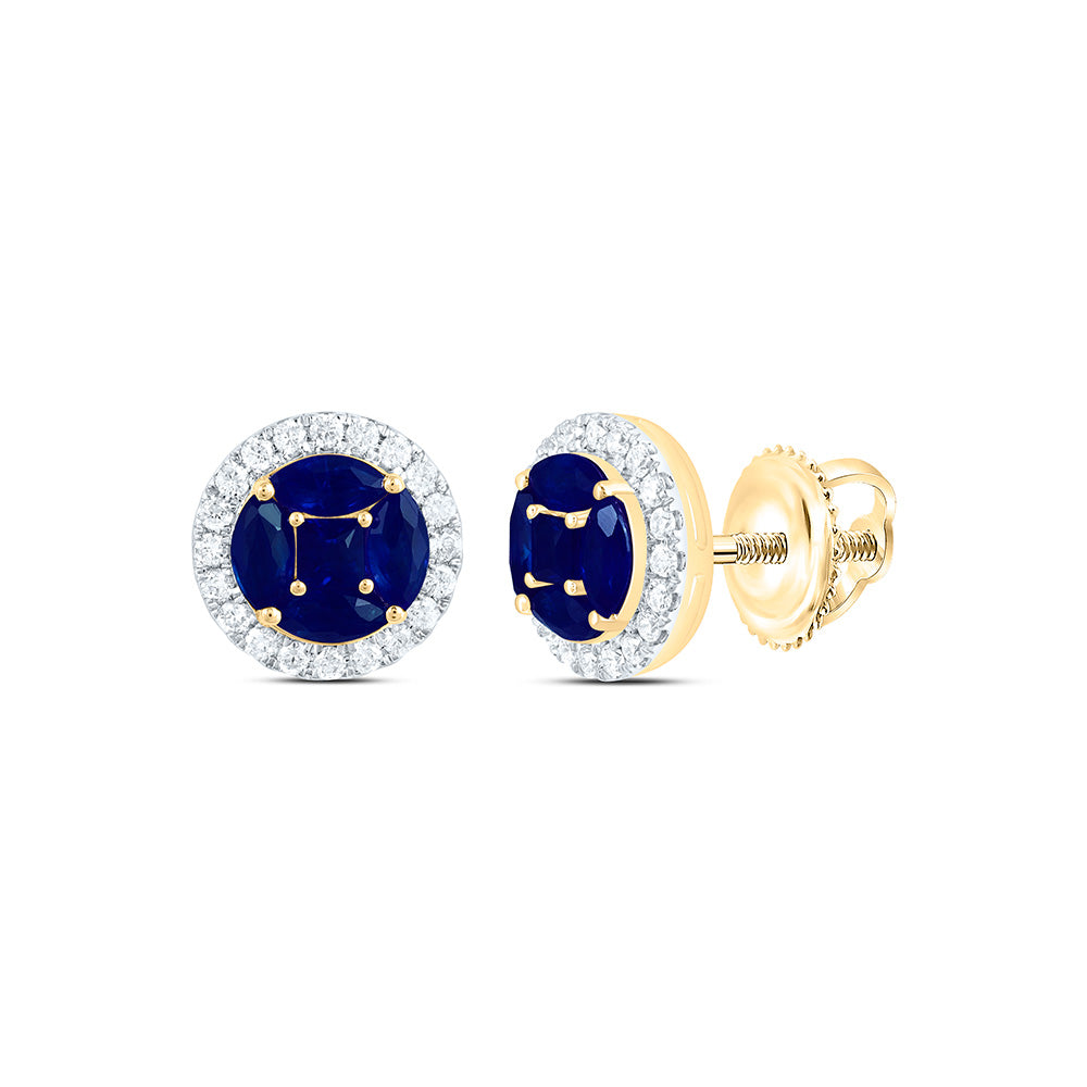 14k Gold 1/4 CTW-Natural Diamond 7/8 Ct-Mq-Bs, 1/5 Ct-Pr-Bs Natural Gemstone Earring