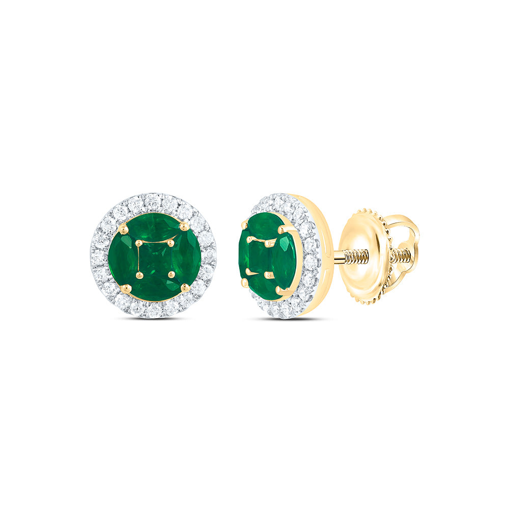 14k Gold 1/4 CTW-Natural Diamond 5/8 Ct-Mq-Em, 1/6 Ct-Pr-Em Natural Gemstone Earring