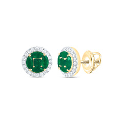 14k Gold 1/4 CTW-Natural Diamond 5/8 Ct-Mq-Em, 1/6 Ct-Pr-Em Natural Gemstone Earring