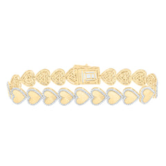 10k Gold 2 1/4 CTW-Natural Diamond Fashion Heart Bracelet ( 8 Inch )