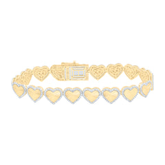 10k Gold 1 7/8 CTW-Natural Diamond Fashion Heart Bracelet ( 8 Inch )