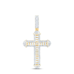 10k Gold 3/4 CTW-Natural Diamond Cross Mens Charm