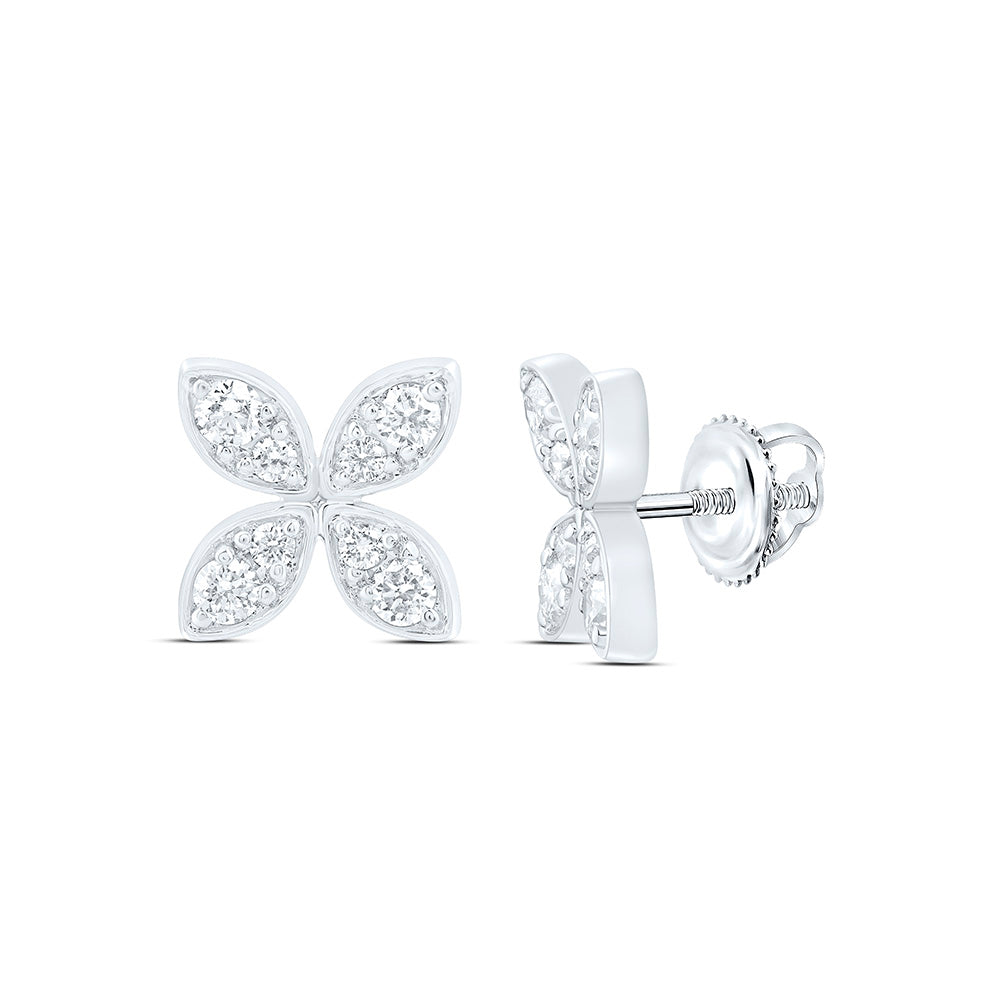 14k Gold 3/8 CTW-Natural Diamond Fashion Flower Earring
