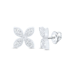 14k Gold 3/8 CTW-Natural Diamond Fashion Flower Earring