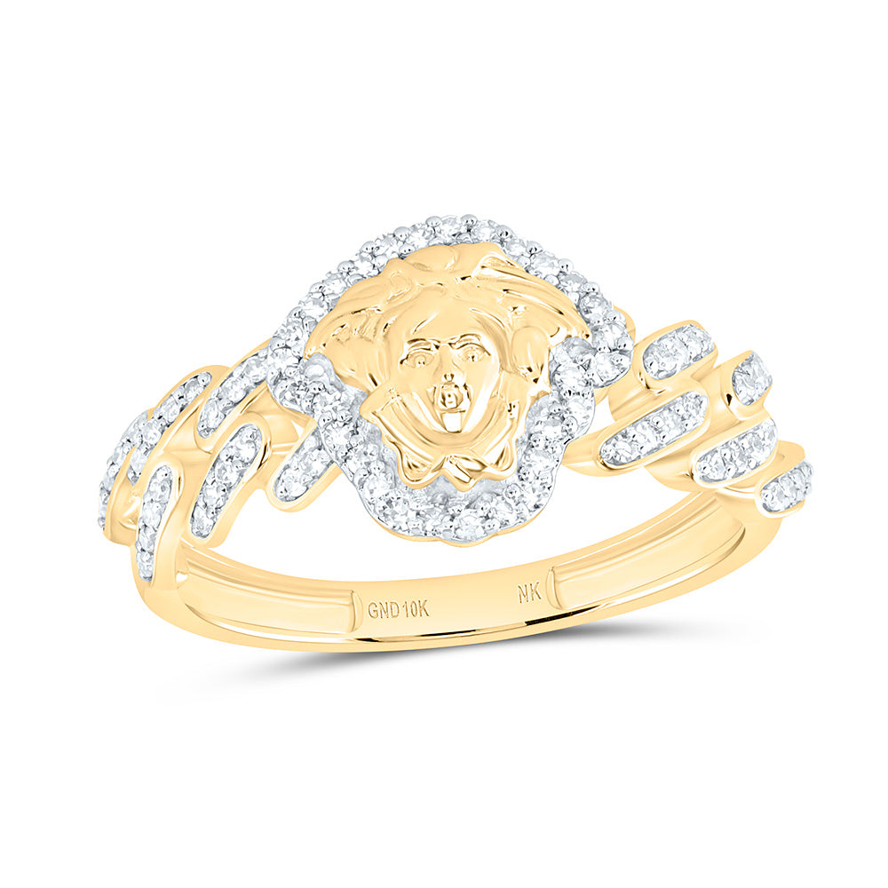 10k Gold 1/4 CTW-Natural Diamond Fashion Cuban Medusa Ring