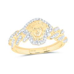 10k Gold 1/4 CTW-Natural Diamond Fashion Cuban Medusa Ring