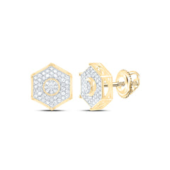 10k Gold 3/8 CTW-Natural Diamond Fashion Hexagon Earring