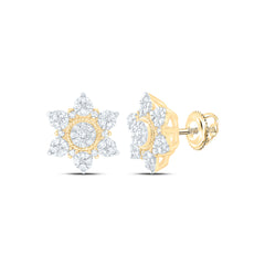 10k Gold 1/3 CTW-Natural Diamond Fashion Flower Earring