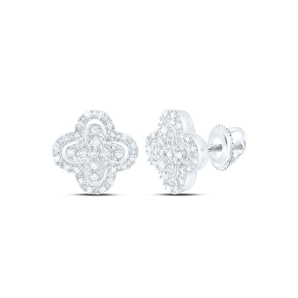 Sterling Silver 1/4 CTW-Natural Diamond Gift Clover Earring
