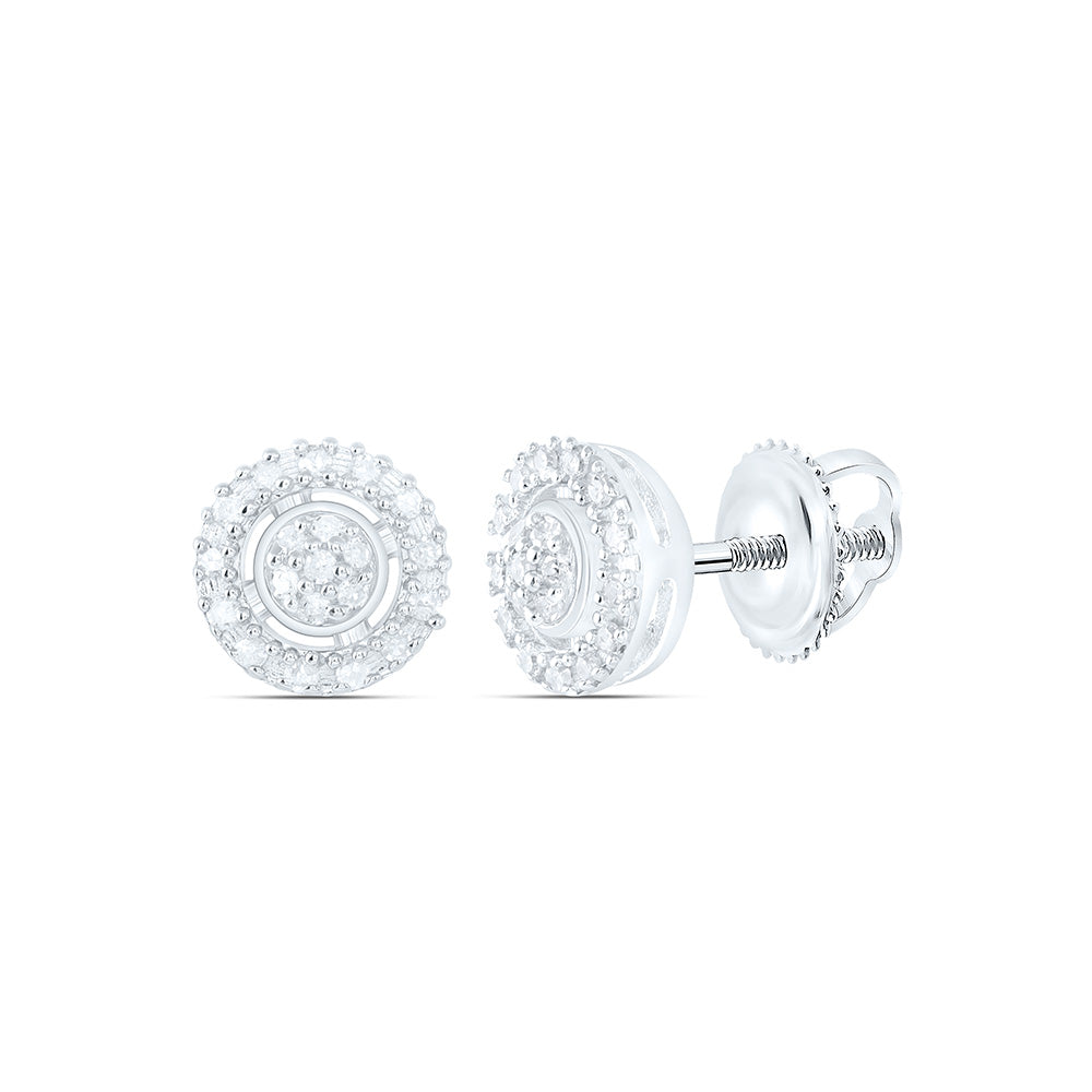 Sterling Silver 1/8 CTW-Natural Diamond Gift Round Earring