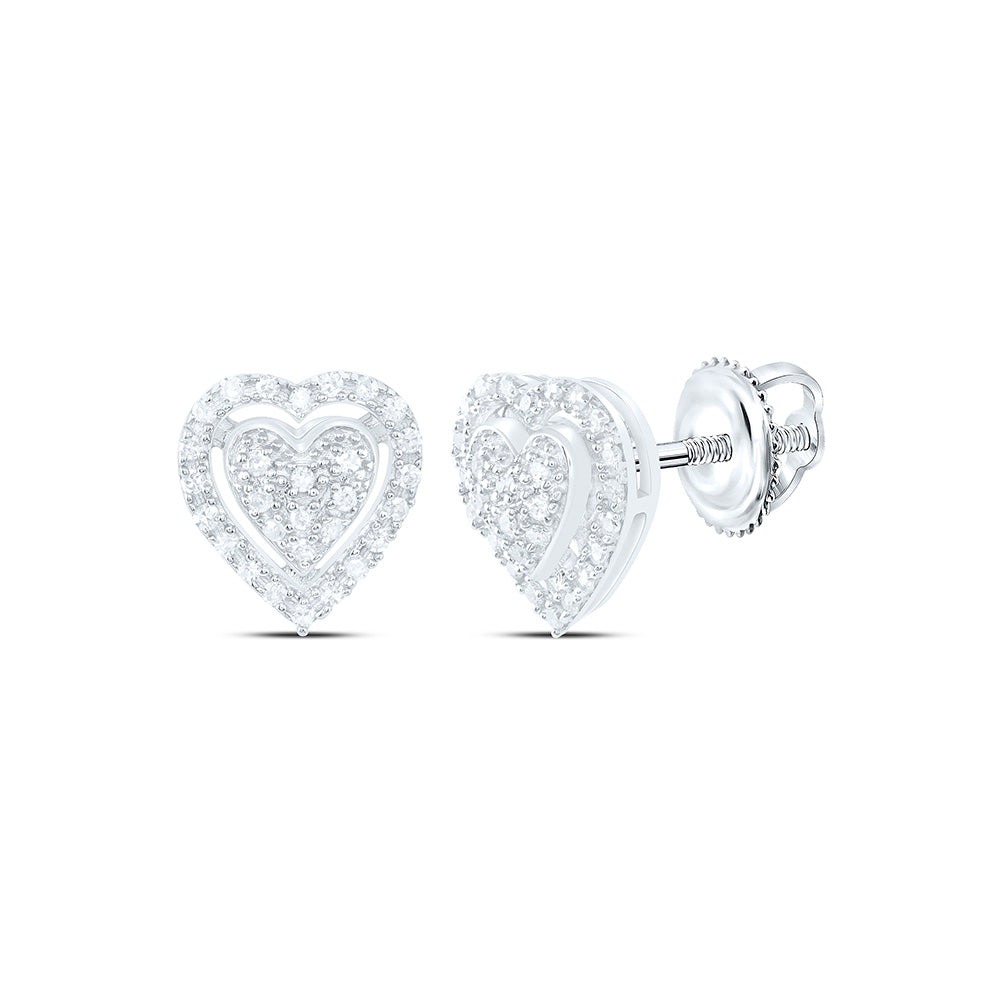 Sterling Silver 1/6 CTW-Natural Diamond Gift Heart Earring