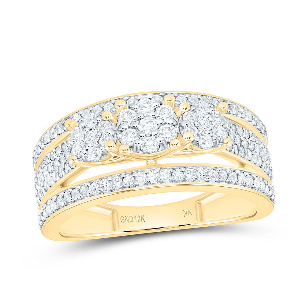 10k Gold 3/4 CTW-Natural Diamond Fashion Round Ring