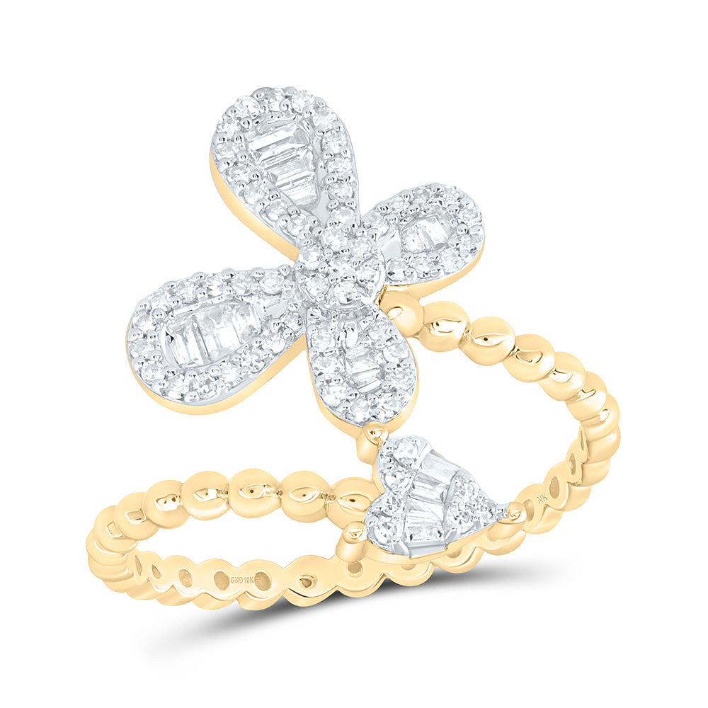 10k Gold 1/3 CTW-Natural Diamond Fashion Heart Butterfly Ring