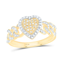 10k Gold 1/3 CTW-Natural Diamond Fashion Cuban Heart Ring