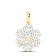 10k Gold 3/8 CTW-Natural Diamond Fashion Heart Pear Flower Pendant