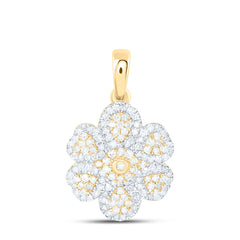 14k Gold 3/8 CTW-Natural Diamond Fashion Heart Pear Flower Pendant