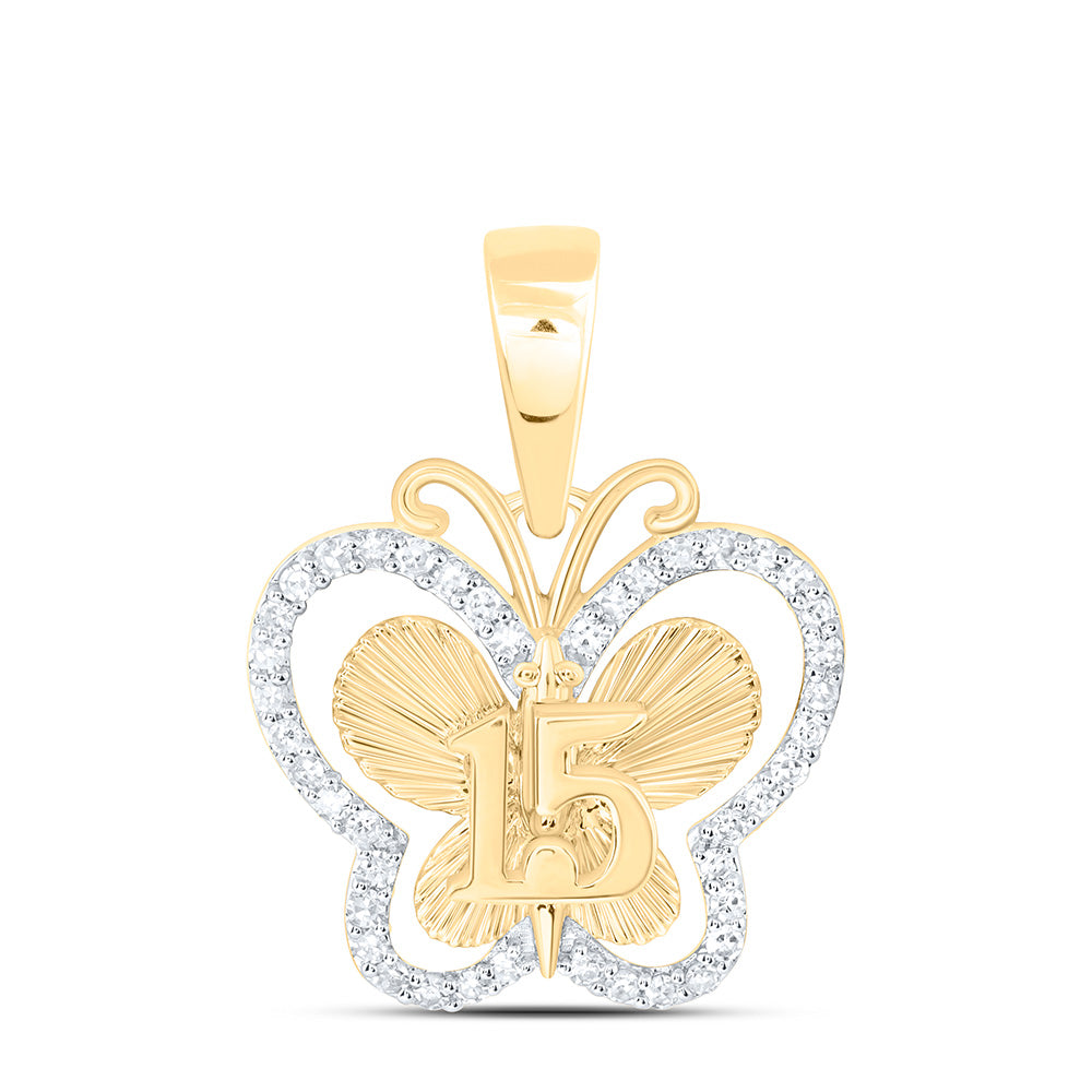 10k Gold 1/6 CTW-Natural Diamond Fashion Butterfly Pendant
