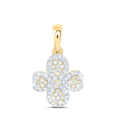 10k Gold 1/4 CTW-Natural Diamond Fashion Heart Pear Flower Pendant