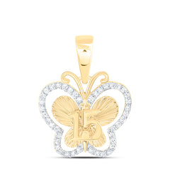14k Gold 1/6 CTW-Natural Diamond Fashion Butterfly Pendant