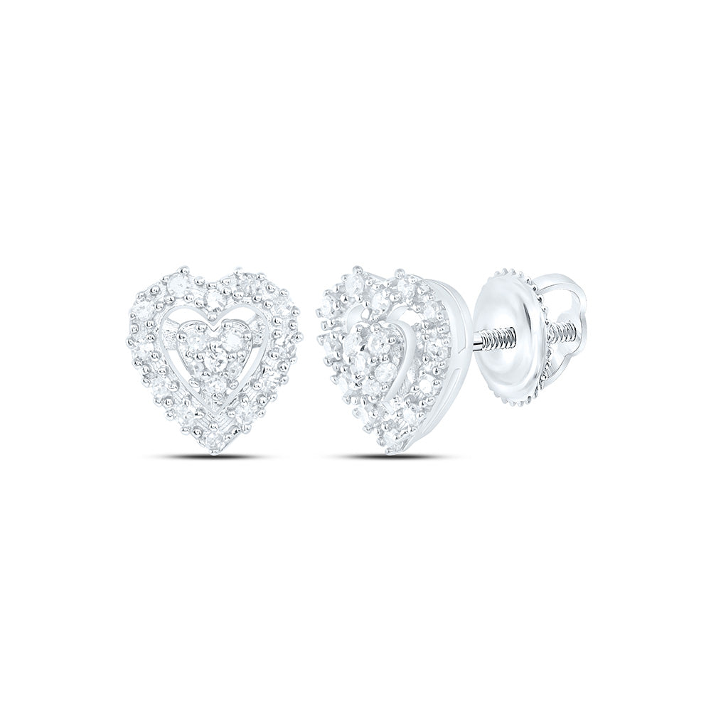 Sterling Silver 1/10 CTW-Natural Diamond Gift Heart Earring