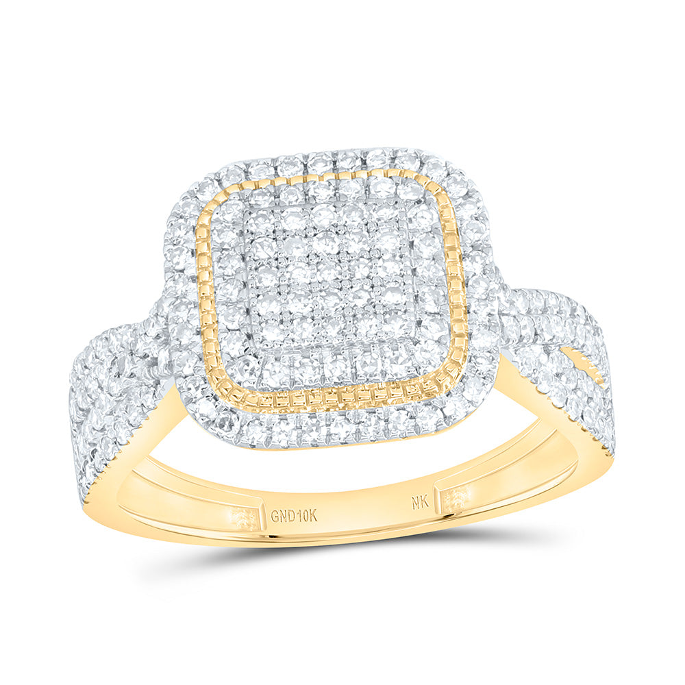 10k Gold 5/8 CTW-Natural Diamond Fashion Cushion Ring
