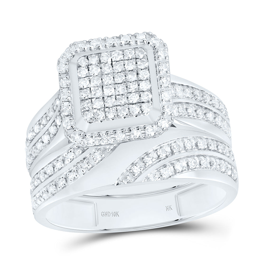 10k Gold 5/8 CTW-Natural Diamond Fashion Asscher Trio Set