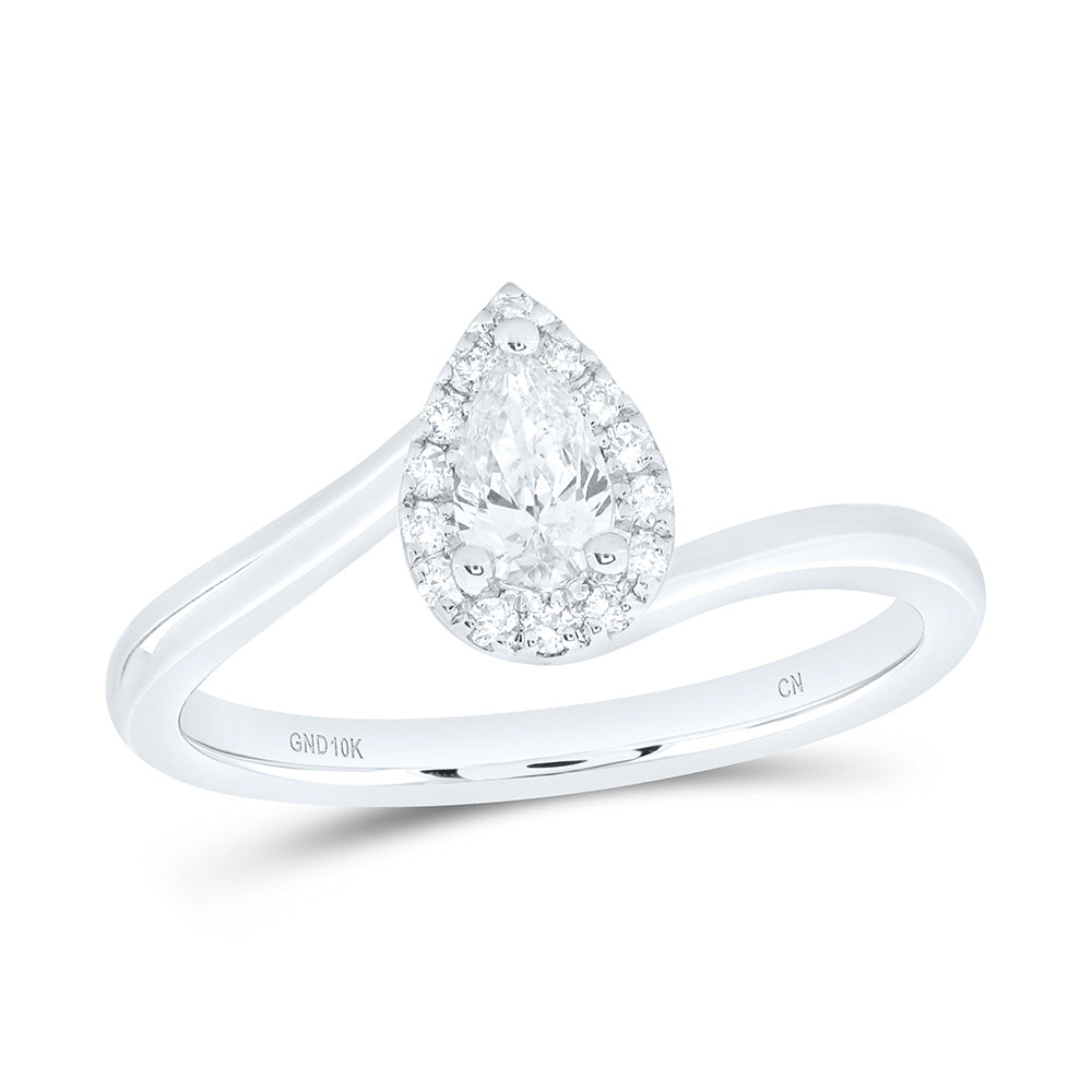10k Gold 1/3 CTW-Natural Diamond 1/4 Ct-Cps Fashion Pear Promise Ring