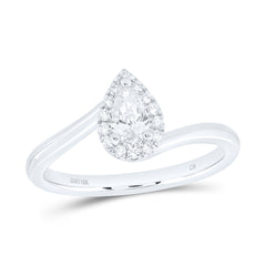 10k Gold 1/3 CTW-Natural Diamond 1/4 Ct-Cps Fashion Pear Promise Ring