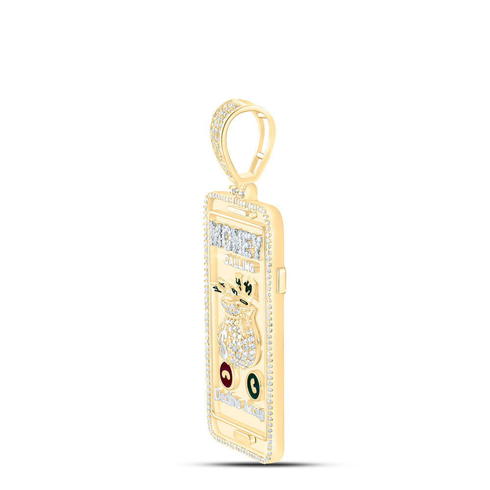 10k Gold 1 CTW-Natural Diamond Money Calling Mens Charm
