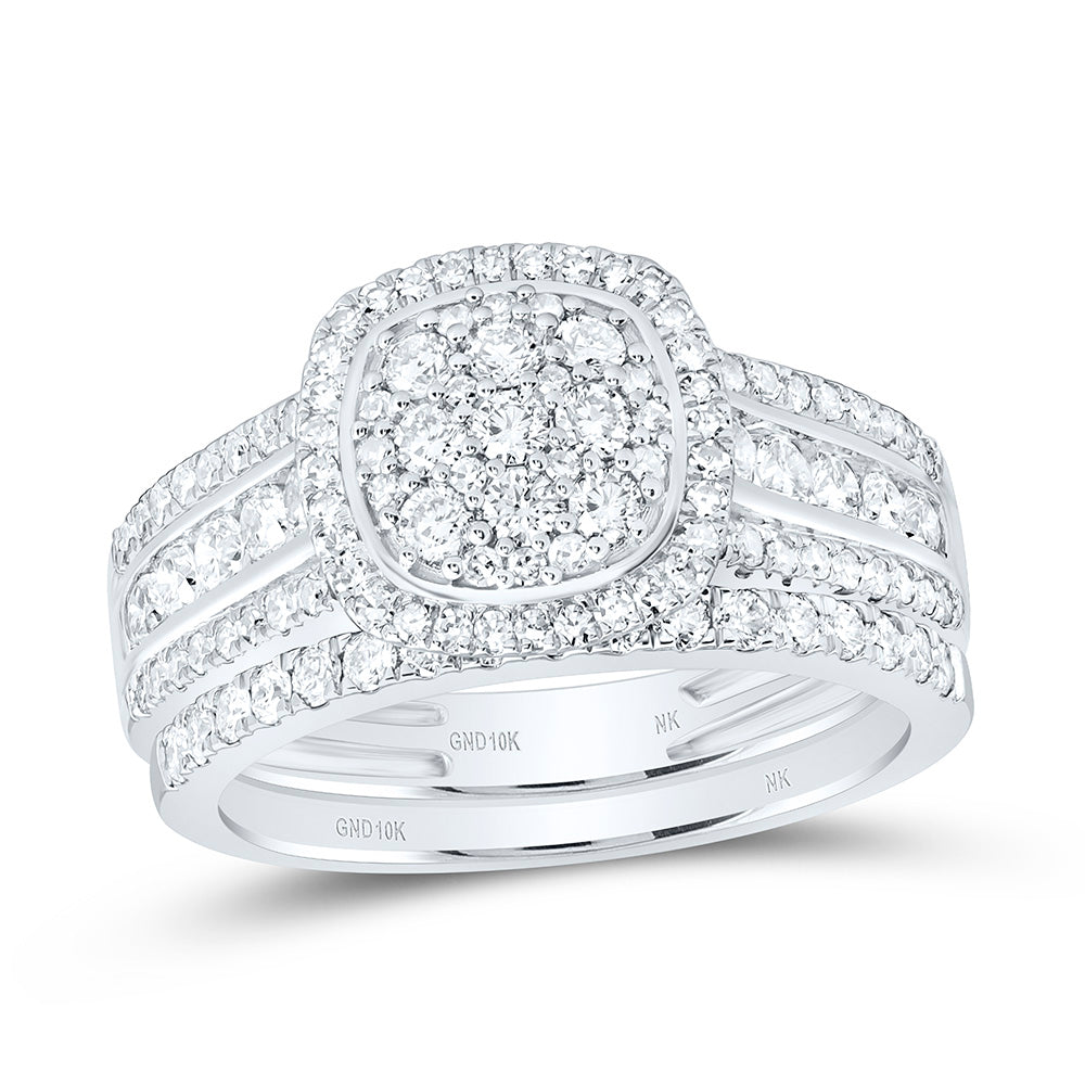 10k Gold 1 1/5 CTW-Natural Diamond Fashion Cushion Bridal Set