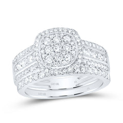 10k Gold 1 1/5 CTW-Natural Diamond Fashion Cushion Bridal Set