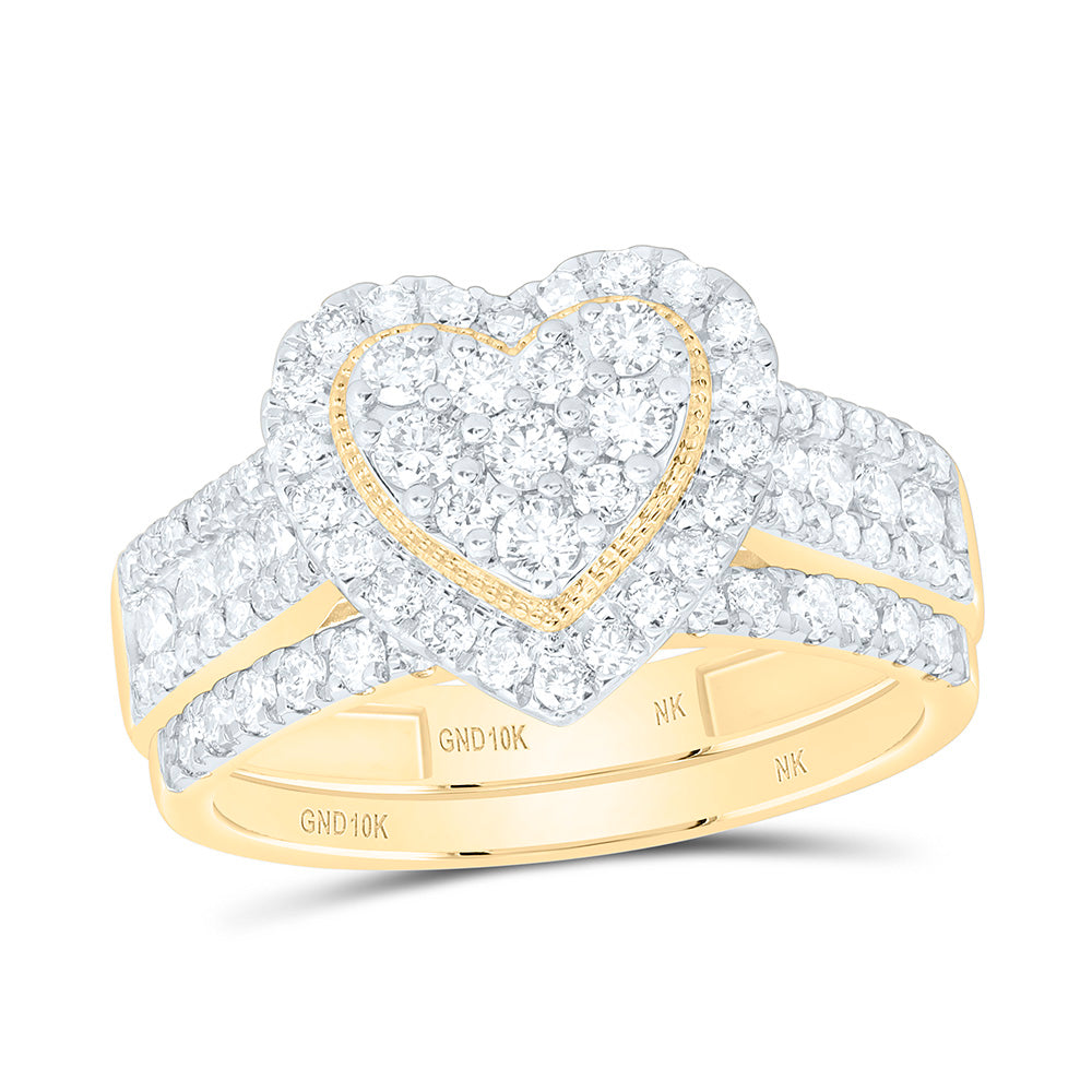 10k Gold 1 CTW-Natural Diamond Fashion Heart Bridal Set