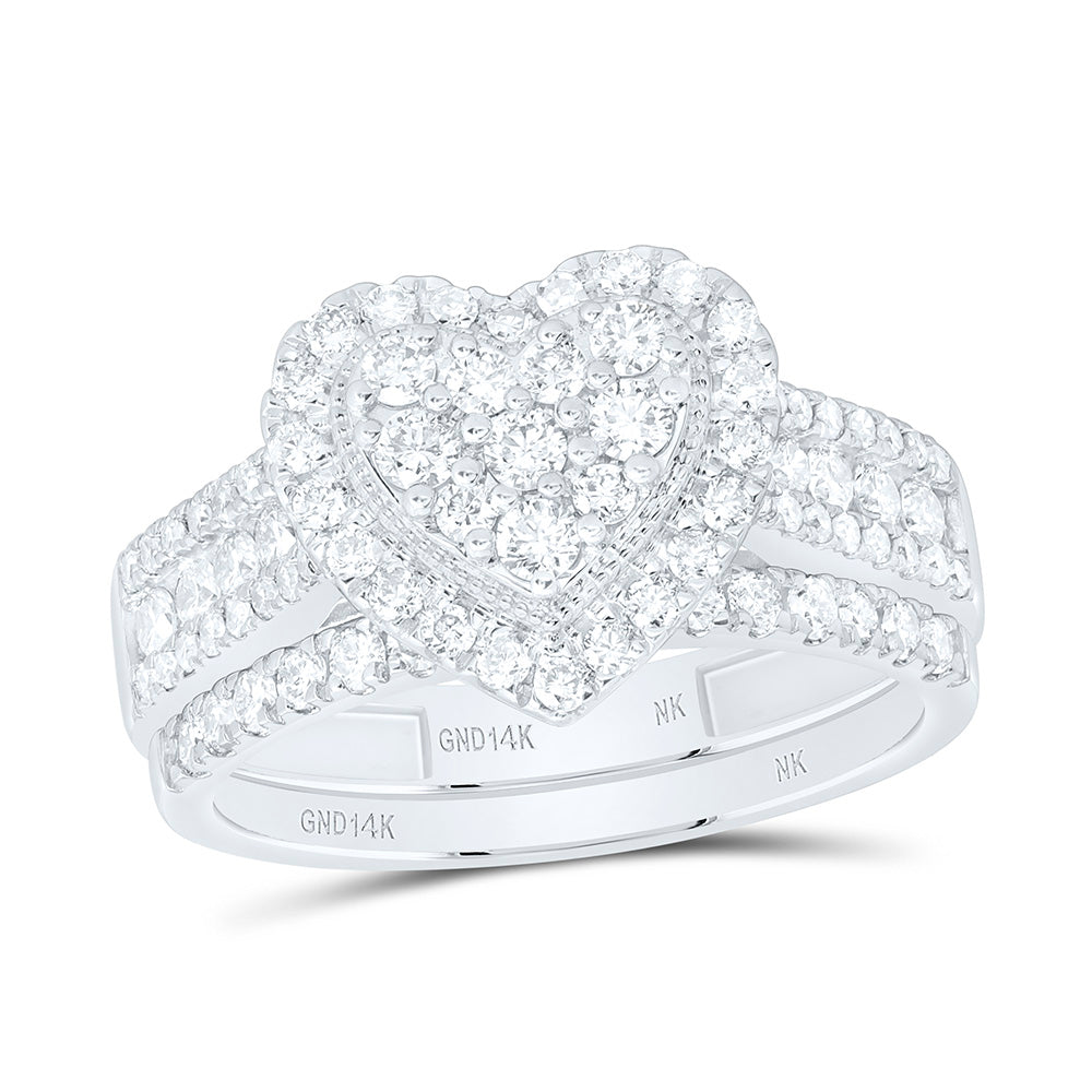 14k Gold 1 CTW-Natural Diamond Fashion Heart Bridal Set