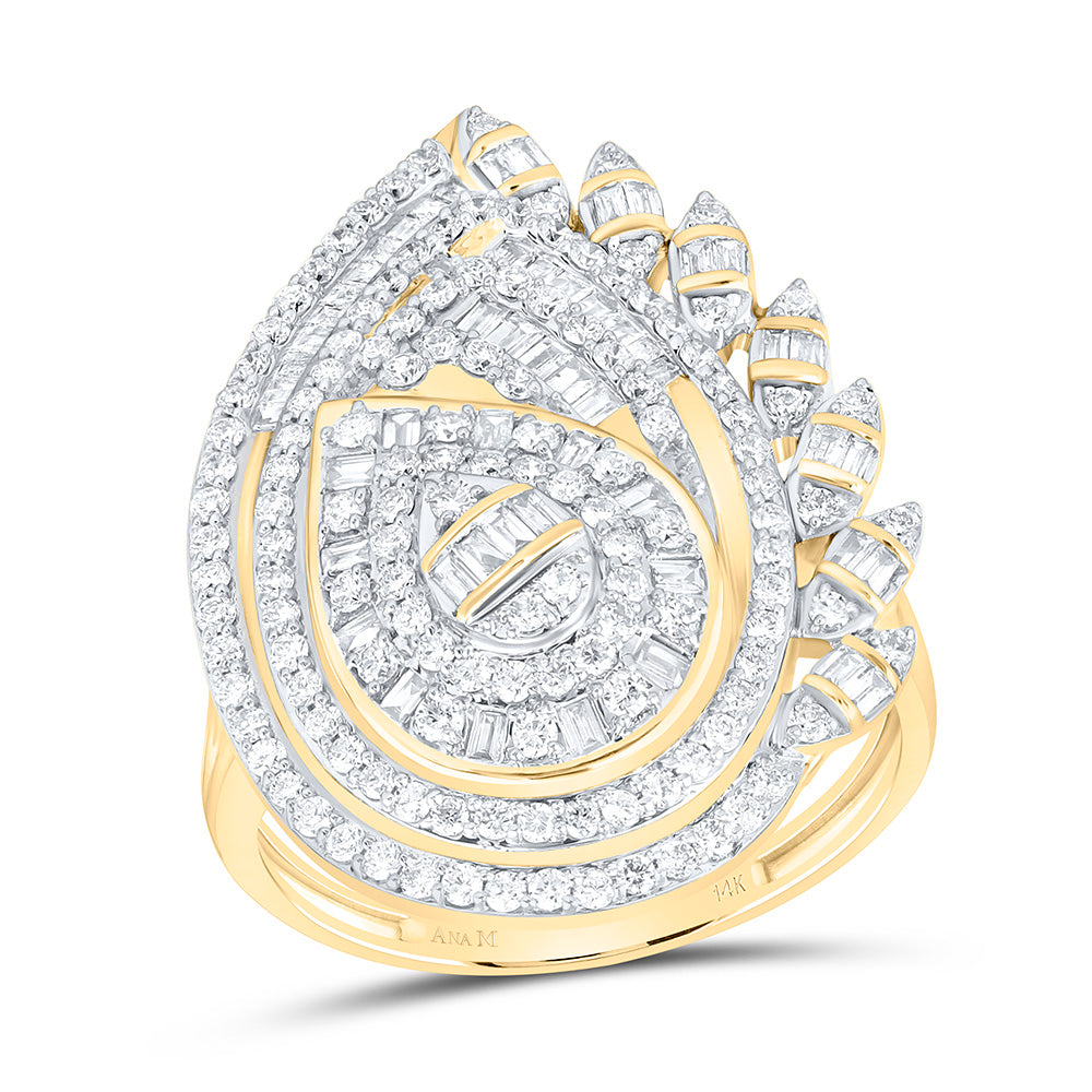 14k Gold 1 CTW-Natural Diamond Fashion Pear Ring