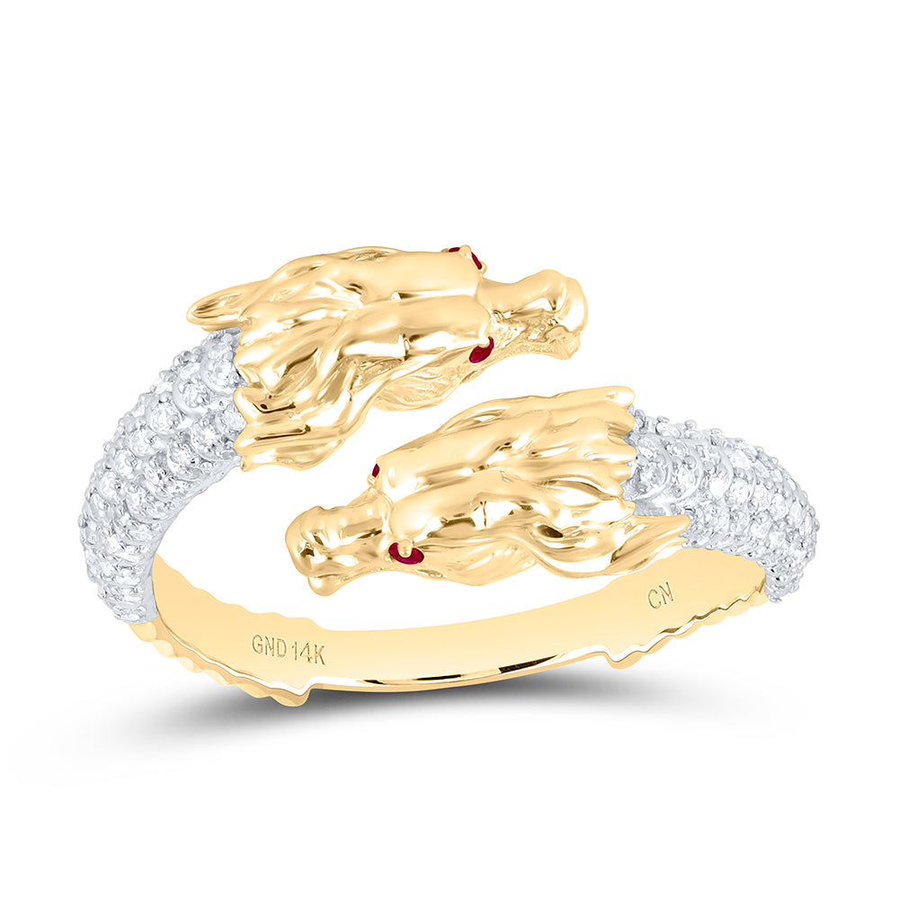 14k Gold 1/4 CTW-Natural Diamond Fashion Dragon Ring