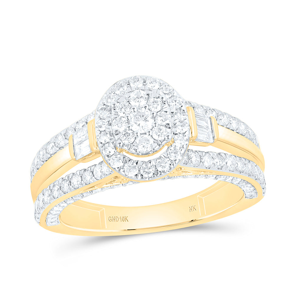 10k Gold 1 1/3 CTW-Natural Diamond Fashion Oval Ring