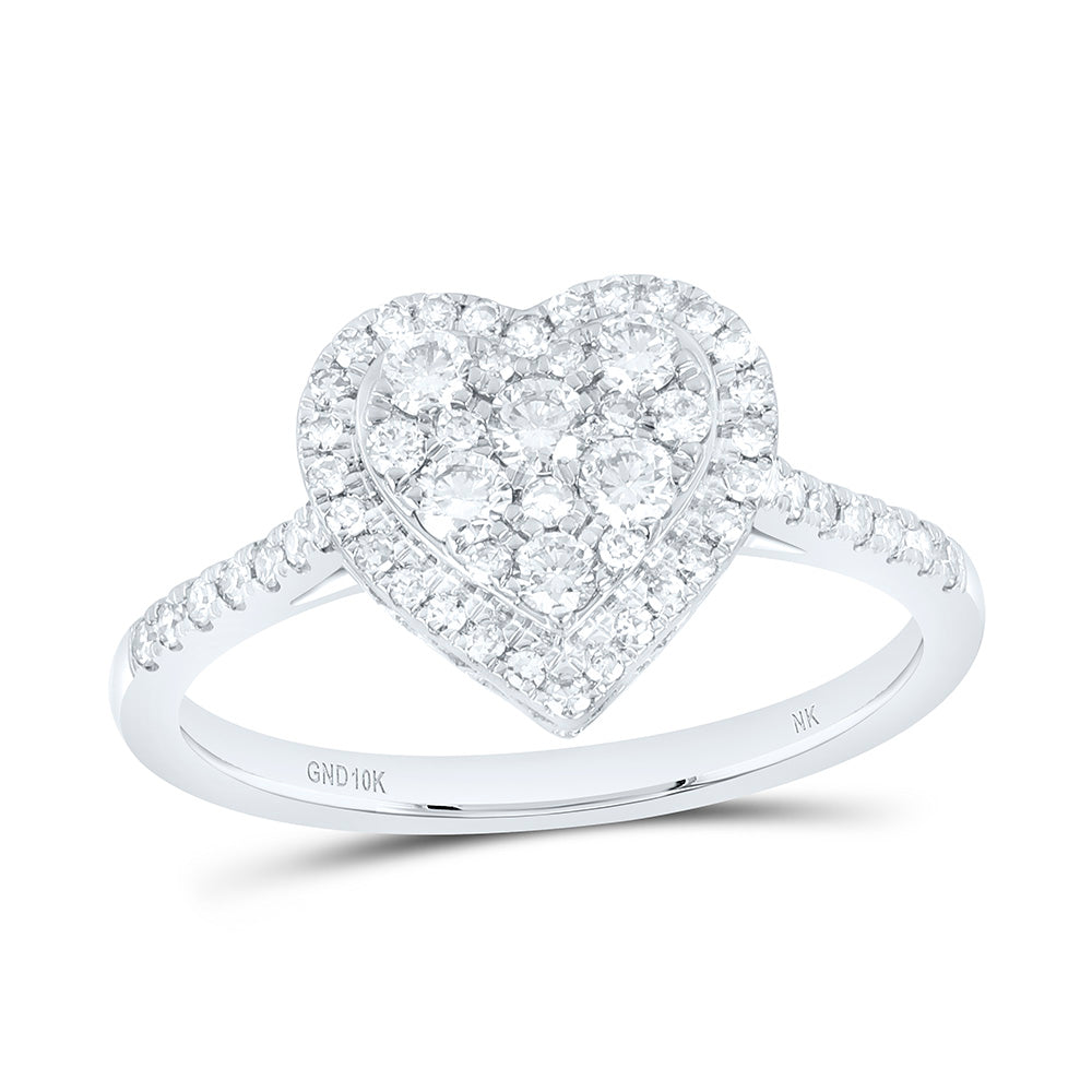 10k Gold 1/2 CTW-Natural Diamond Fashion Heart Ring