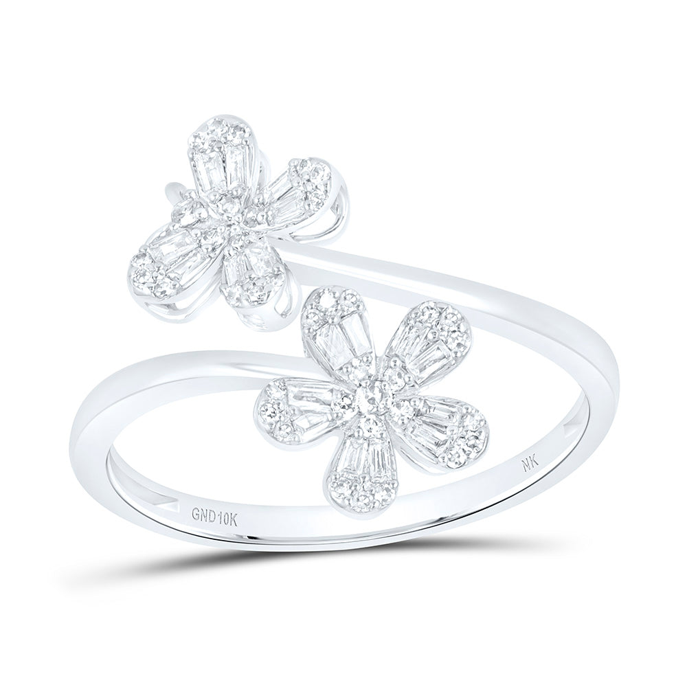 10k Gold 1/5 CTW-Natural Diamond Fashion Flower Butterfly Ring